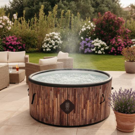 Spa gonflable 2 places chauffant & massant imitation bois 150cm - Image 3
