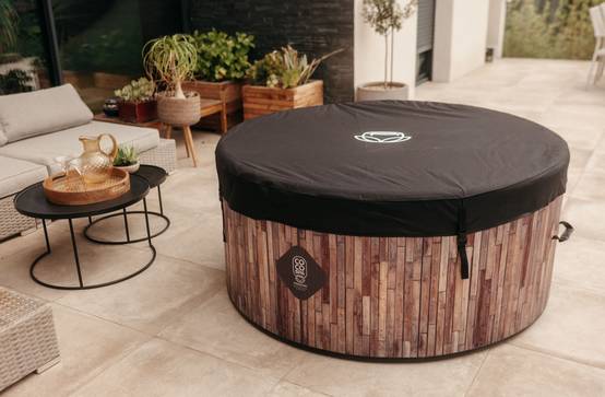 Spa gonflable 2 places chauffant & massant imitation bois 150cm - Image 8