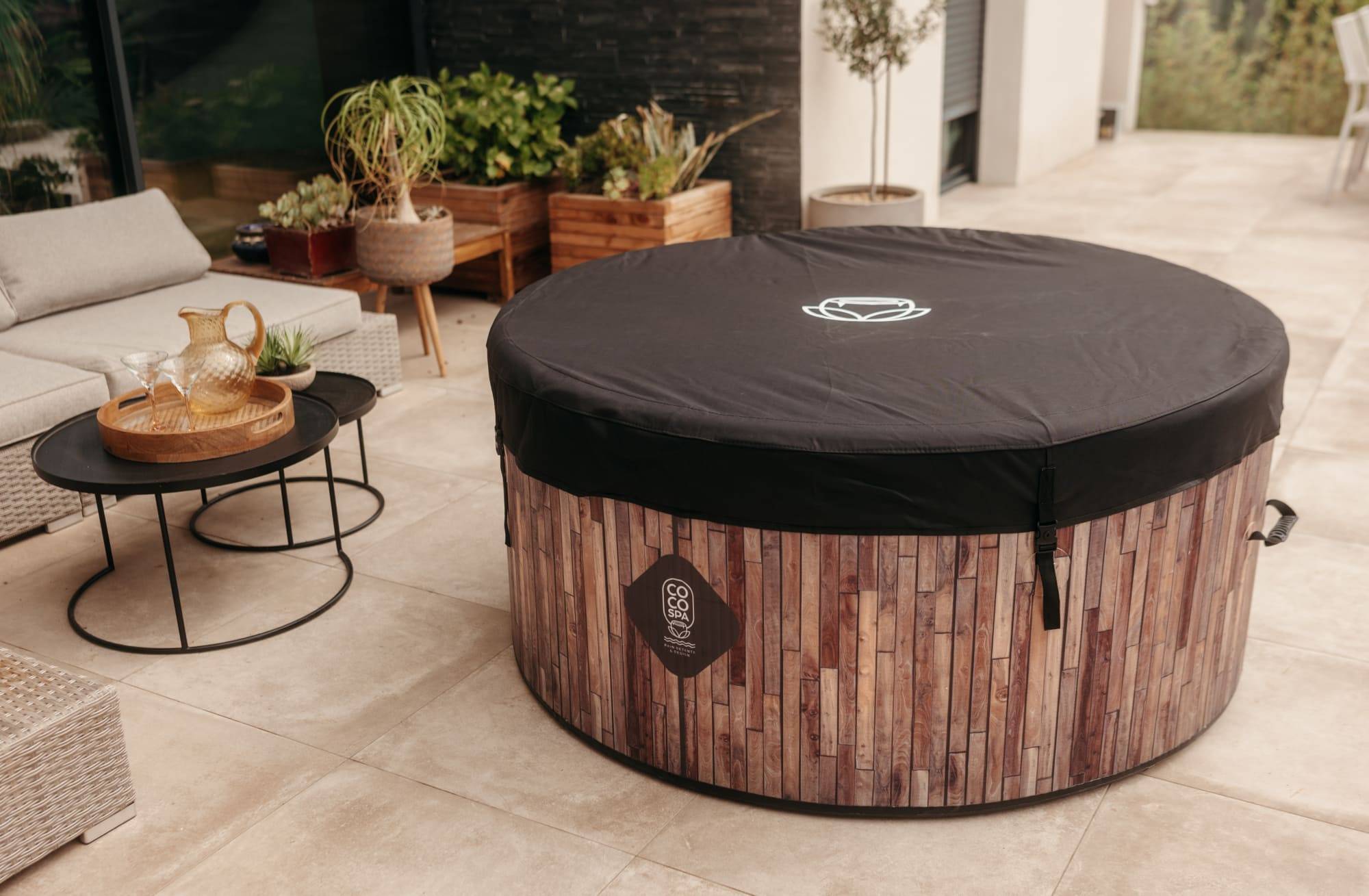 Spa gonflable 2 places chauffant & massant imitation bois 150cm - Image 8