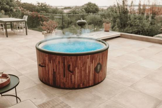 Spa gonflable 2 places chauffant & massant imitation bois 150cm - Image 6