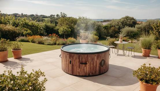 Spa gonflable 2 places chauffant & massant imitation bois 150cm - Image 5