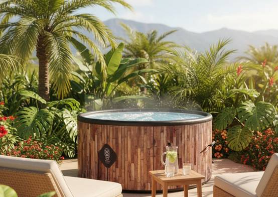 Spa gonflable 2 places chauffant & massant imitation bois 150cm - Image 2