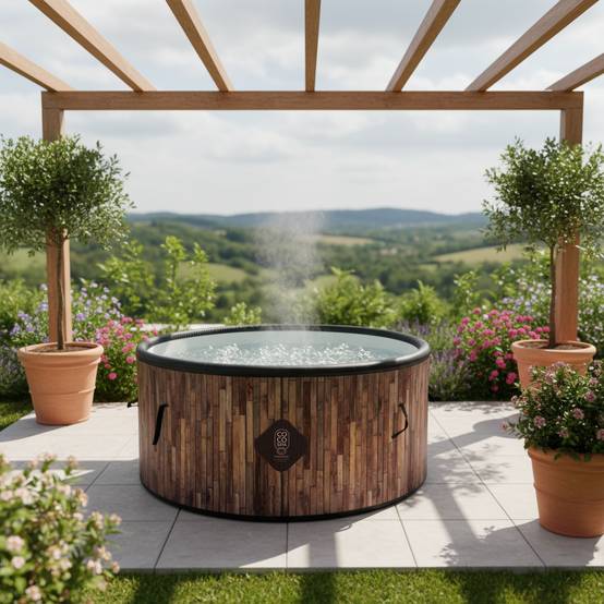 Spa gonflable 2 places chauffant & massant imitation bois 150cm - Image 4