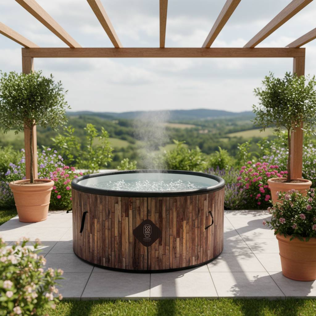 Spa gonflable 2 places chauffant & massant imitation bois 150cm - Image 4