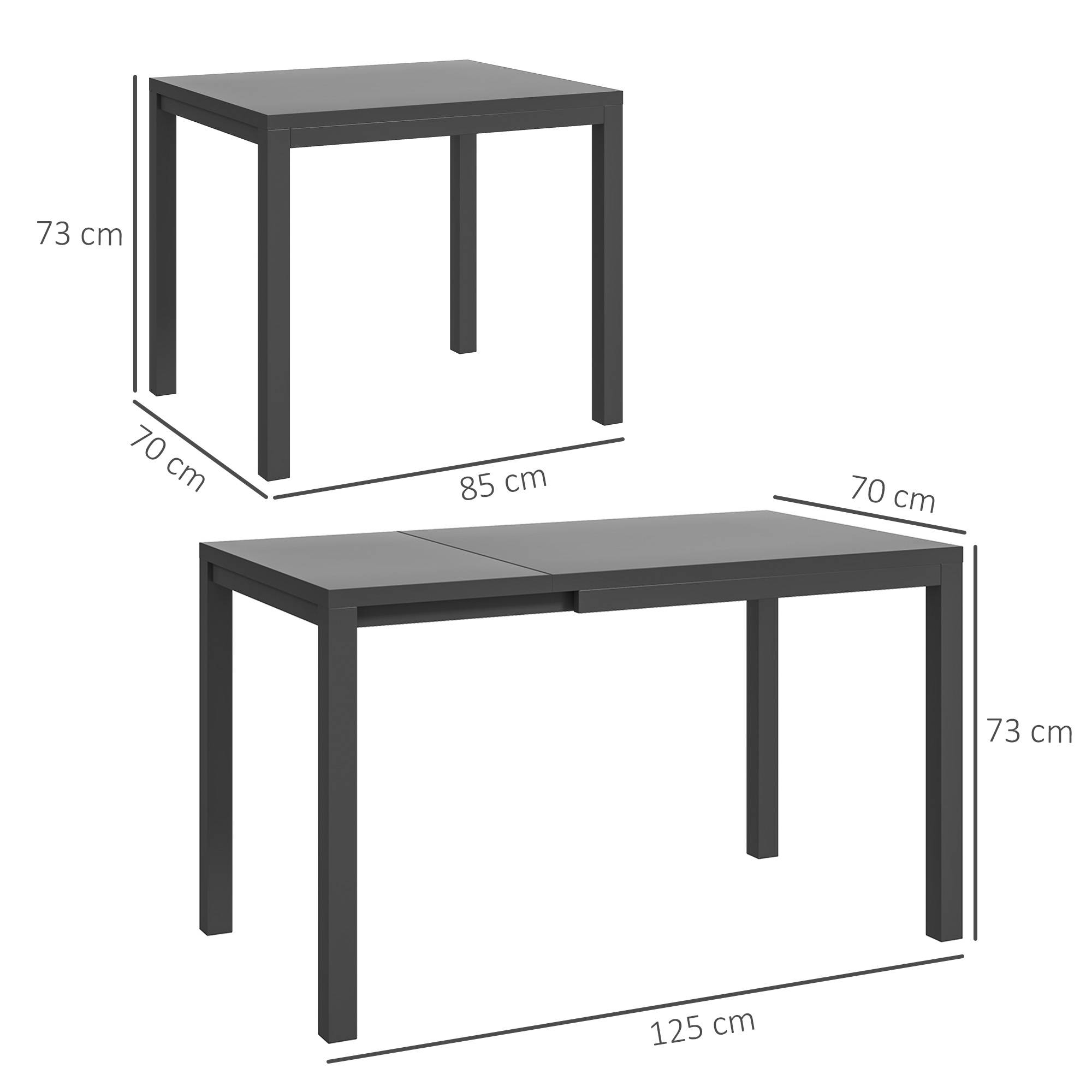 Table à manger extensible aluminium verre trempé pour jardin 4-6 personnes gris foncé - ComfortXL Outdoor Living - Image 5