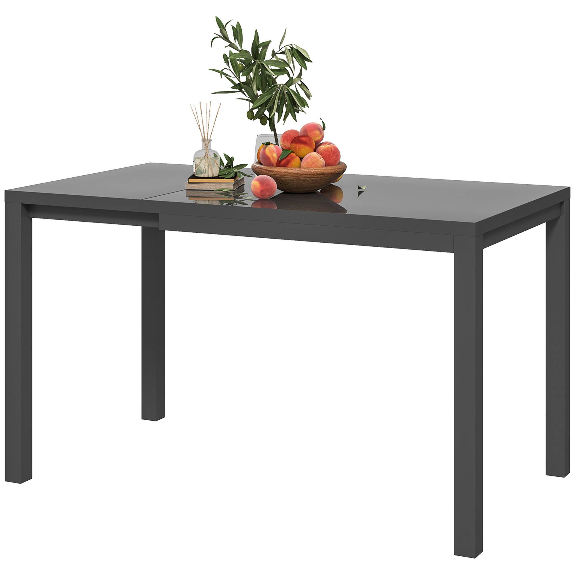 Table à manger extensible aluminium verre trempé pour jardin 4-6 personnes gris foncé - ComfortXL Outdoor Living - Image 2