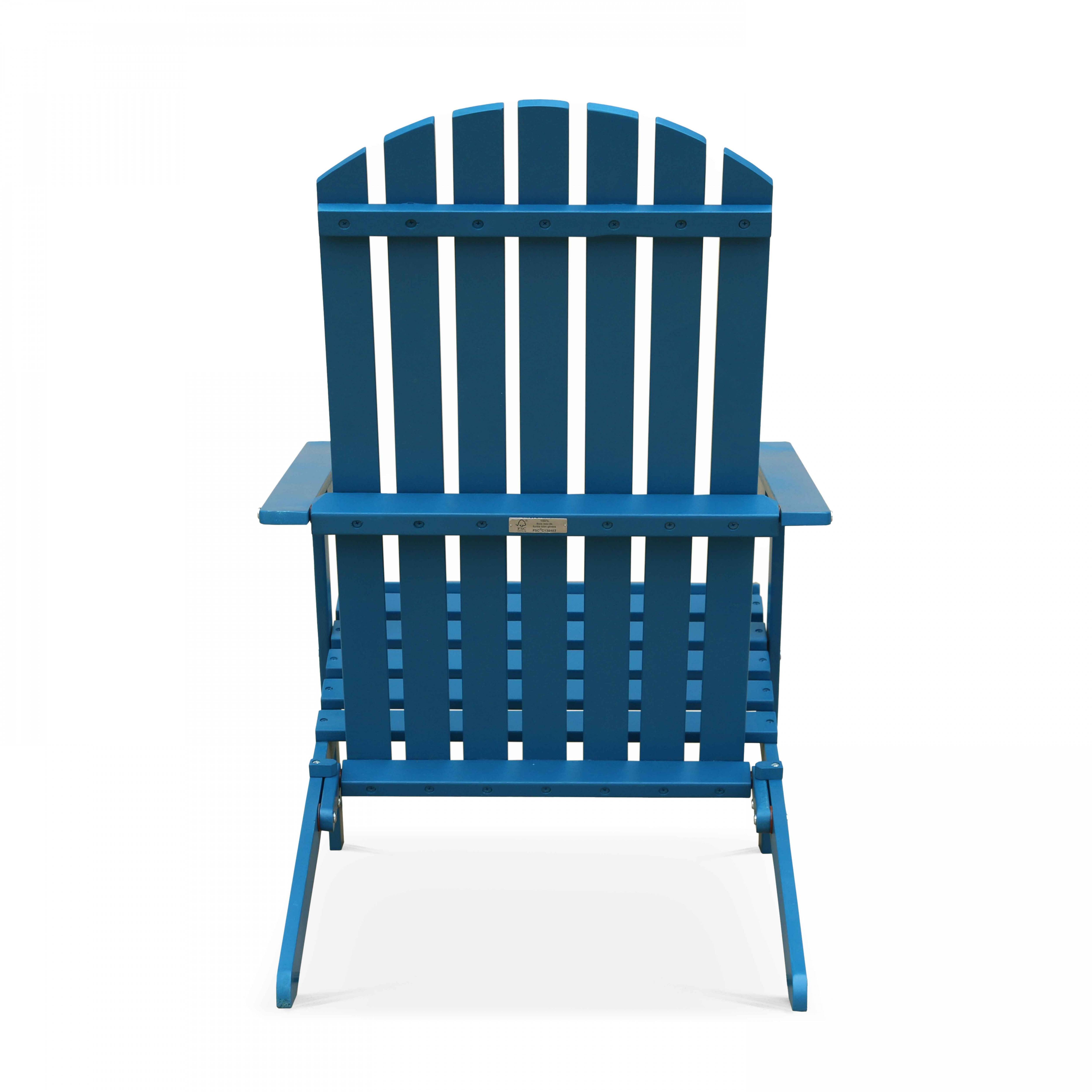 Oviala - Lot de 2 fauteuils pliant en bois d'eucalyptus bleu pacific - Oviala - Imagen 4