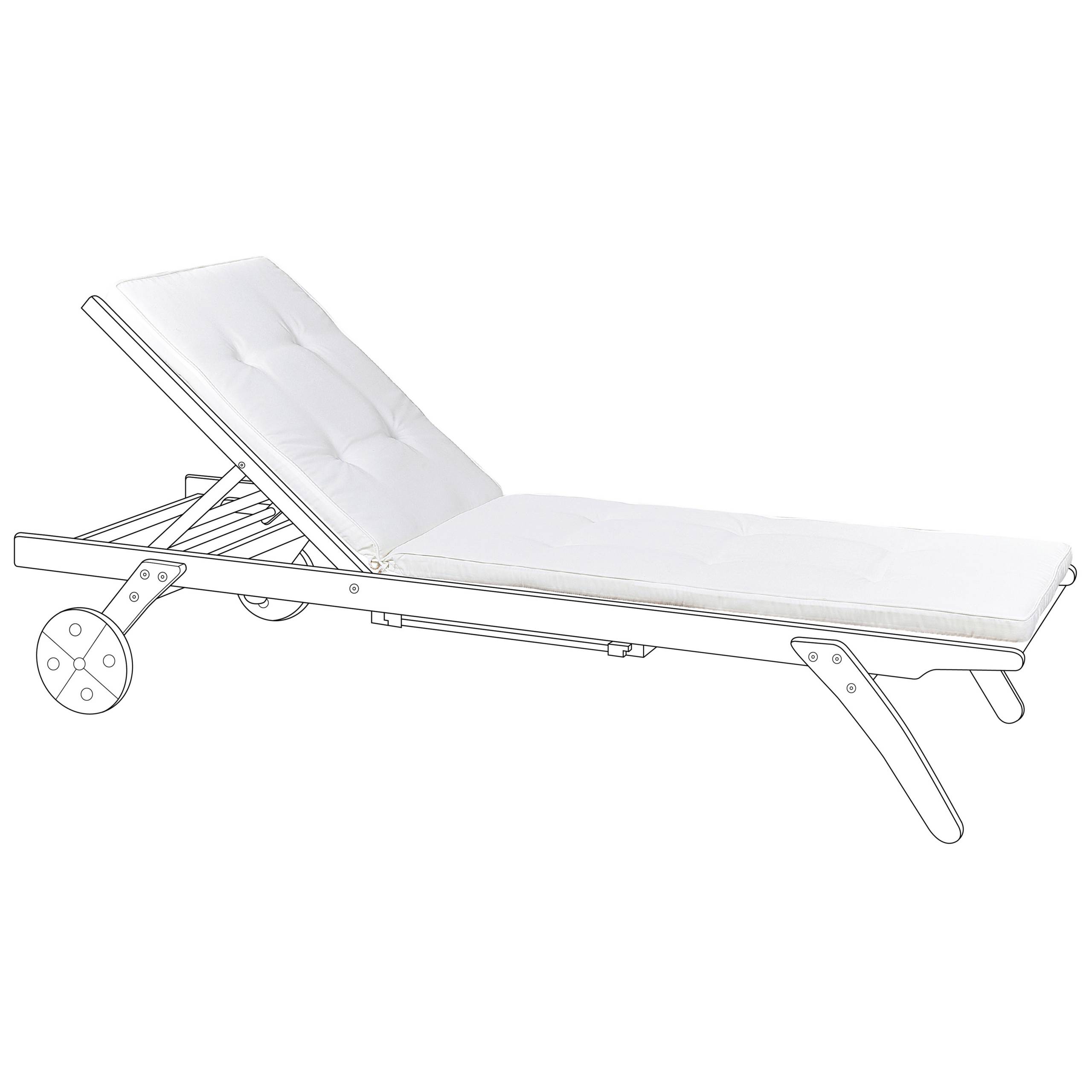 Beliani - Coussin pour Transat de Jardin en Tissu Polyester Blanc 192 x 56 cm Rembourré en Mousse avec Liens de Fixation anti-UV Idéal Bain de Soleil - Imagen 1