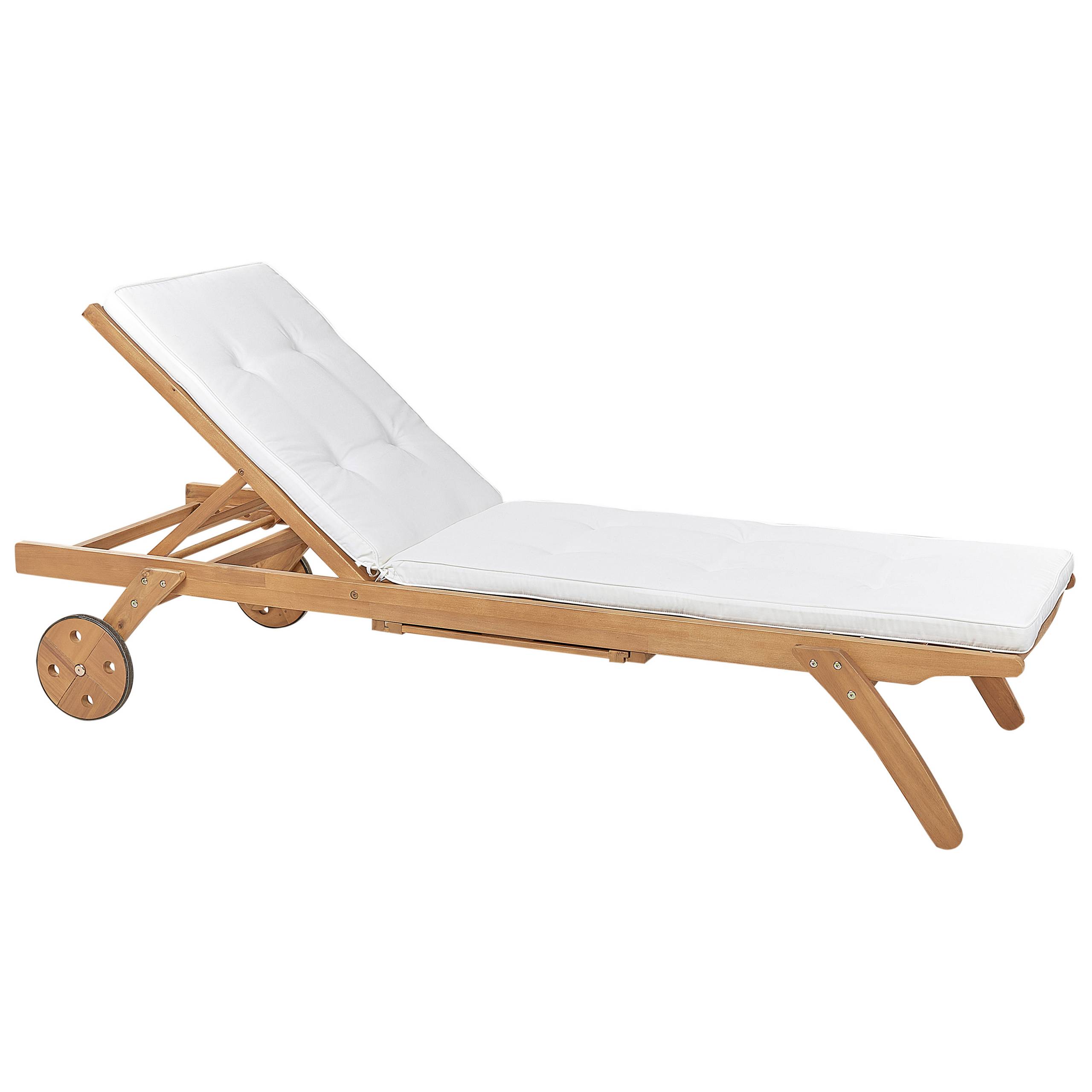 Beliani - Coussin pour Transat de Jardin en Tissu Polyester Blanc 192 x 56 cm Rembourré en Mousse avec Liens de Fixation anti-UV Idéal Bain de Soleil - Imagen 4
