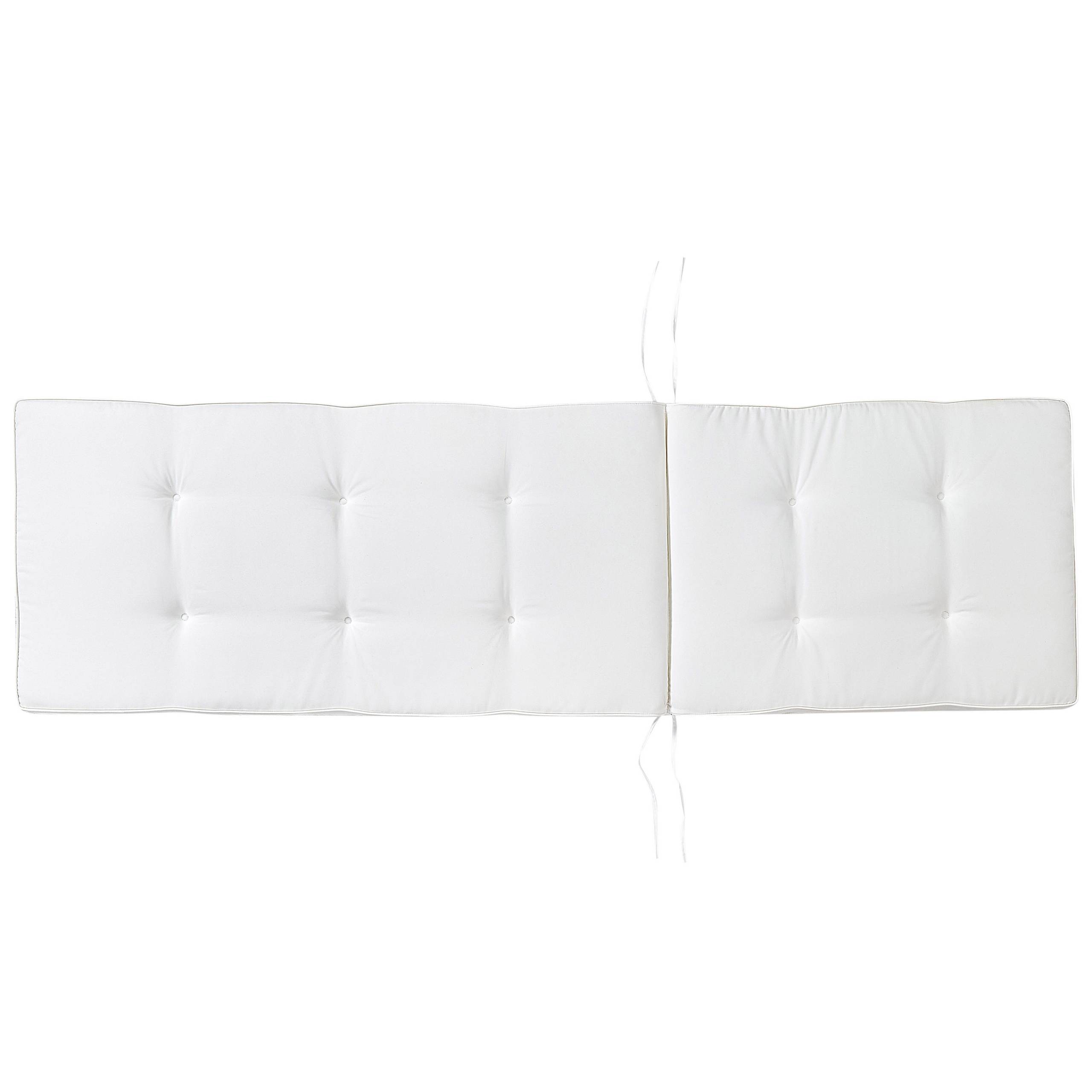 Beliani - Coussin pour Transat de Jardin en Tissu Polyester Blanc 192 x 56 cm Rembourré en Mousse avec Liens de Fixation anti-UV Idéal Bain de Soleil - Imagen 5