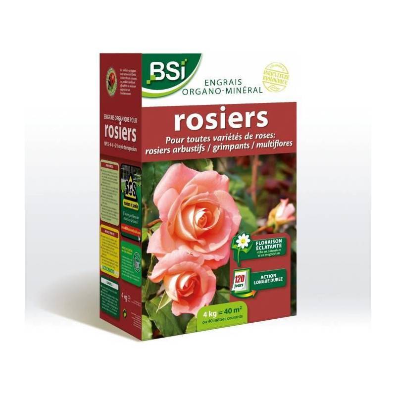 BSI - Bsi - Engrais Bio Rosiers - Pour Toutes Les Sorte De Roses - Floraison éclatante - Action Longue Durée - 4kg - Jusqu'a 40 M²
