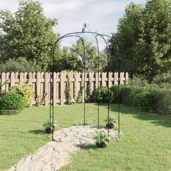 Arche de jardin - Treillis de Jardin Noir Ø180x255 cm Acier - Image 2