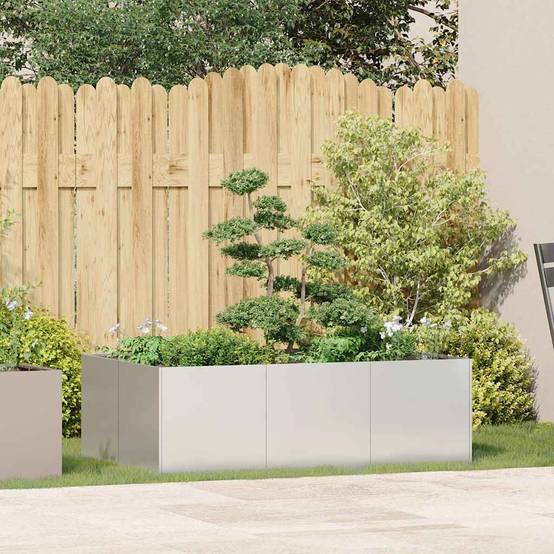 Jardinière acier inoxydable argenté 120 x 80 x 40 cm - PANGIVO - Image 3