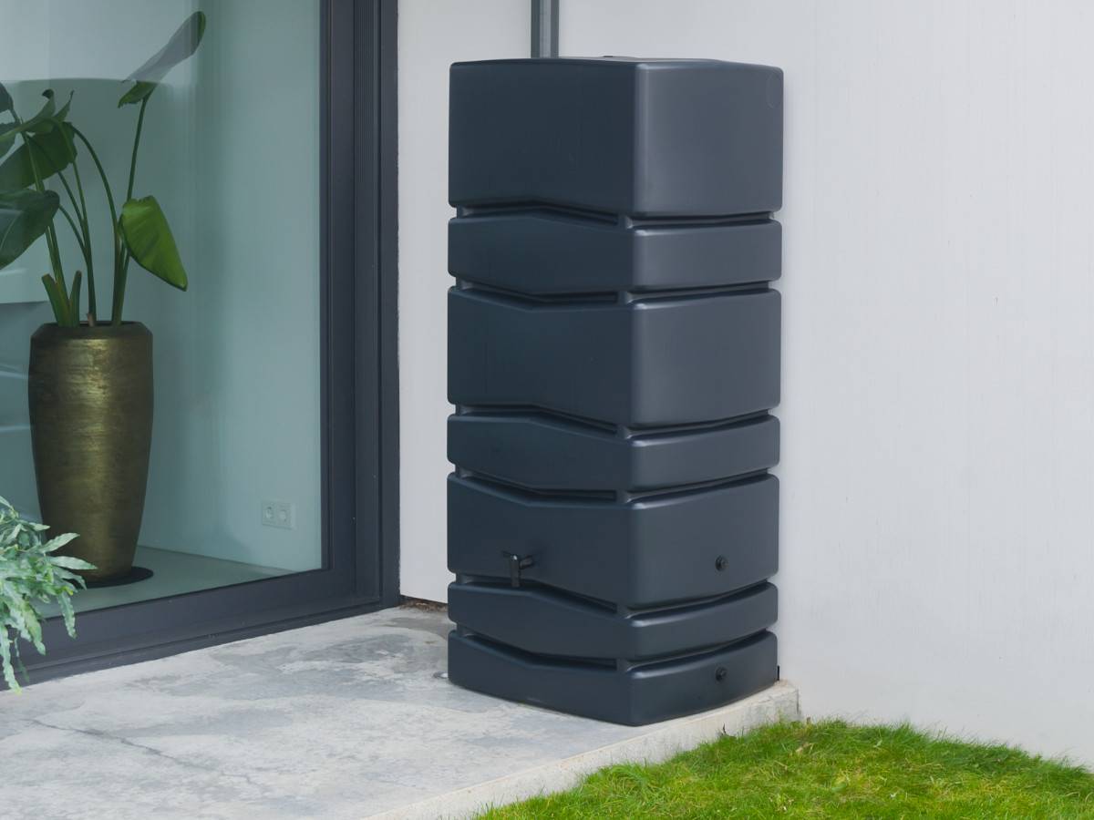 Nature - Récupérateur d'eau de pluie mural anthracite avec robinet 650 L - Nature - Image 1