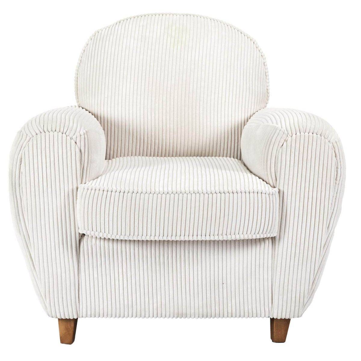 ALTOBUY - Ensemble Fauteuil et Canapé Club 2 Places Tissu Velours Côtelé Beige - GANDY - Image 4