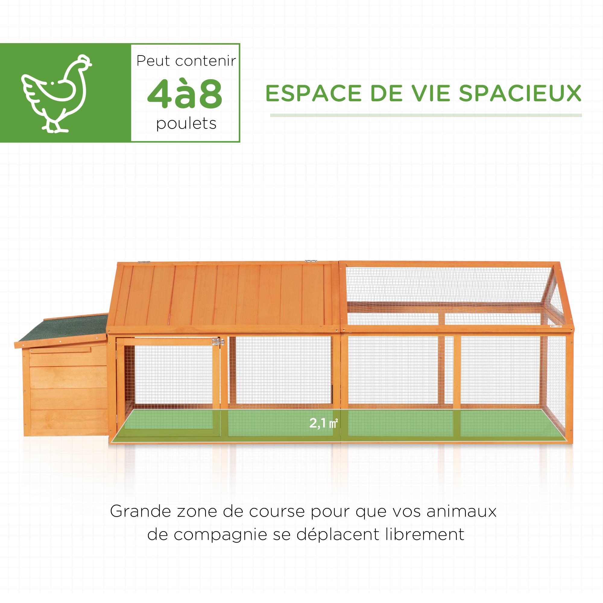 Cage poulailler bois Sapin Extérieur Modulable pondoir 240x112cm Orange - ComfortXL Outdoor Living - Image 6