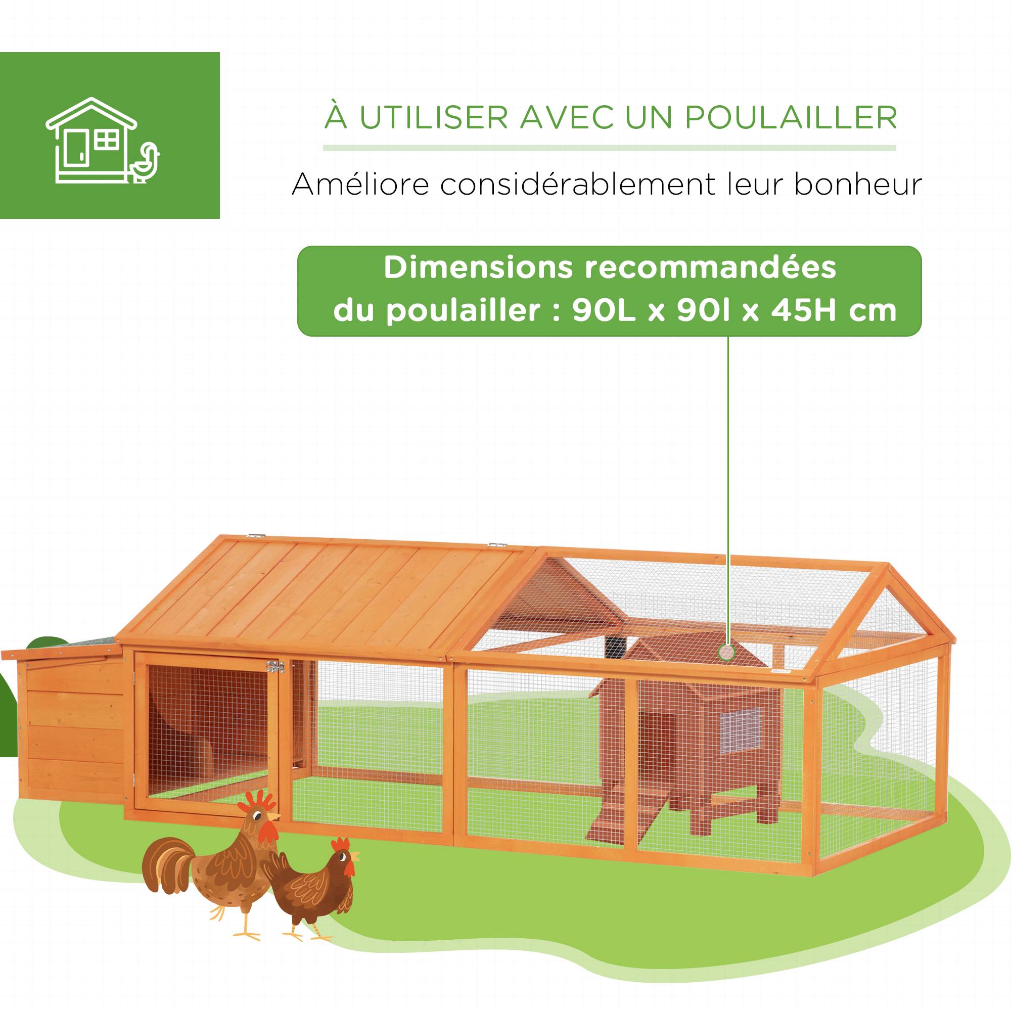 Cage poulailler bois Sapin Extérieur Modulable pondoir 240x112cm Orange - ComfortXL Outdoor Living - Image 8