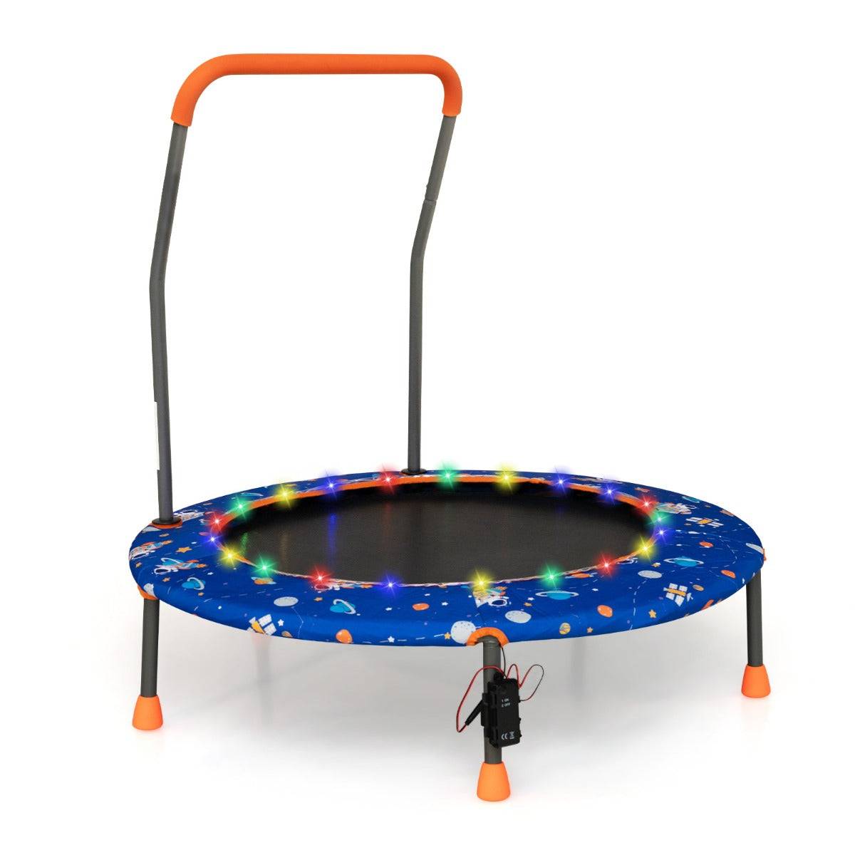 Helloshop26 - Trampoline pour enfants diamètre 92cm lumineux avec poignée amovible charge 25 kg pour sports de saut intérieur extérieur bleu - Imagen 1