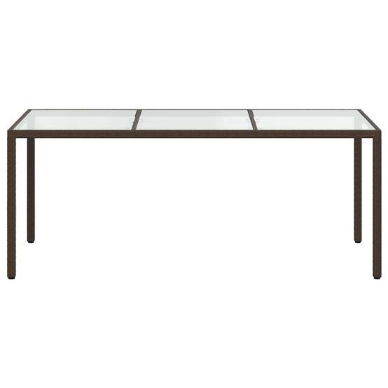 Grande Table de Jardin 190cm pour 8 Personnes en Résine Tressée Marron et Verre – ComfortXL Outdoor Living - Image 3