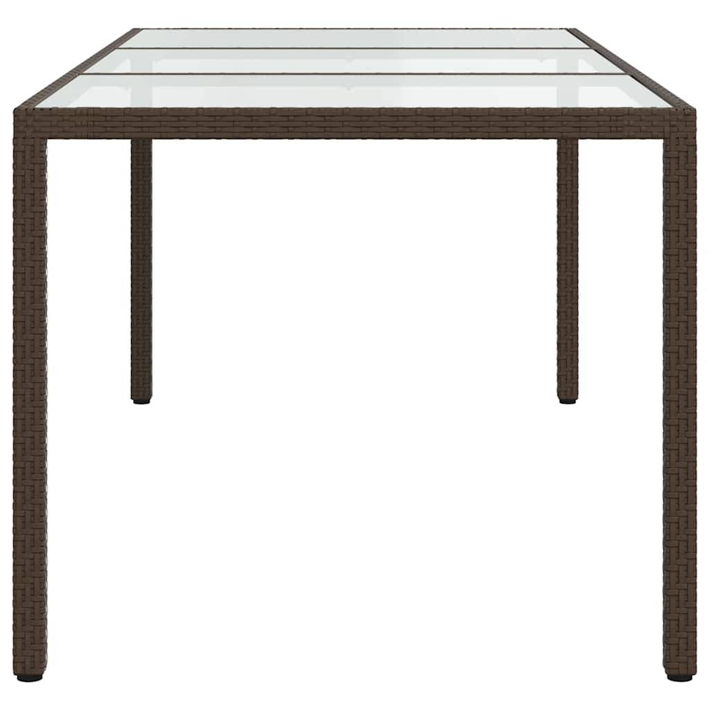 Grande Table de Jardin 190cm pour 8 Personnes en Résine Tressée Marron et Verre – ComfortXL Outdoor Living - Image 4