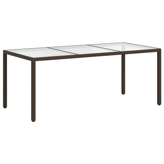 Grande Table de Jardin 190cm pour 8 Personnes en Résine Tressée Marron et Verre – ComfortXL Outdoor Living - Image 5