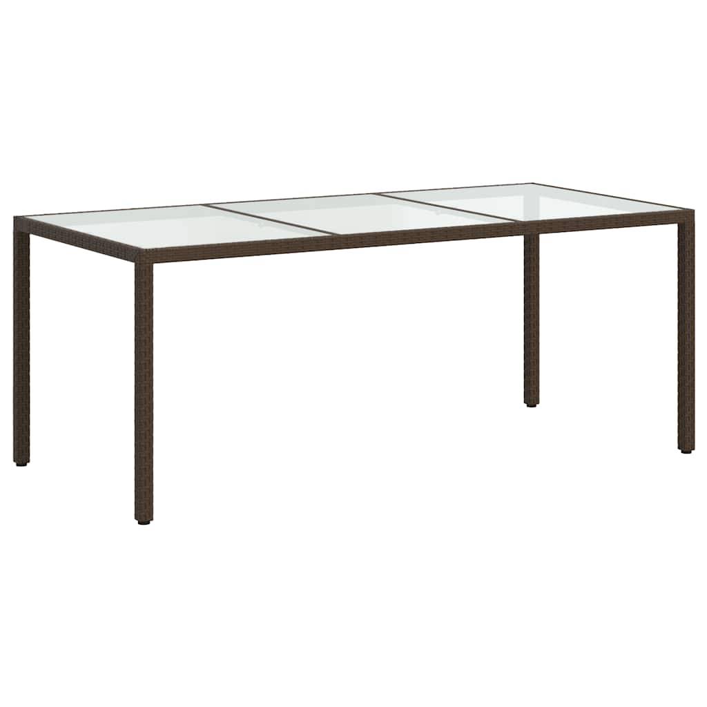 Grande Table de Jardin 190cm pour 8 Personnes en Résine Tressée Marron et Verre – ComfortXL Outdoor Living - Image 5