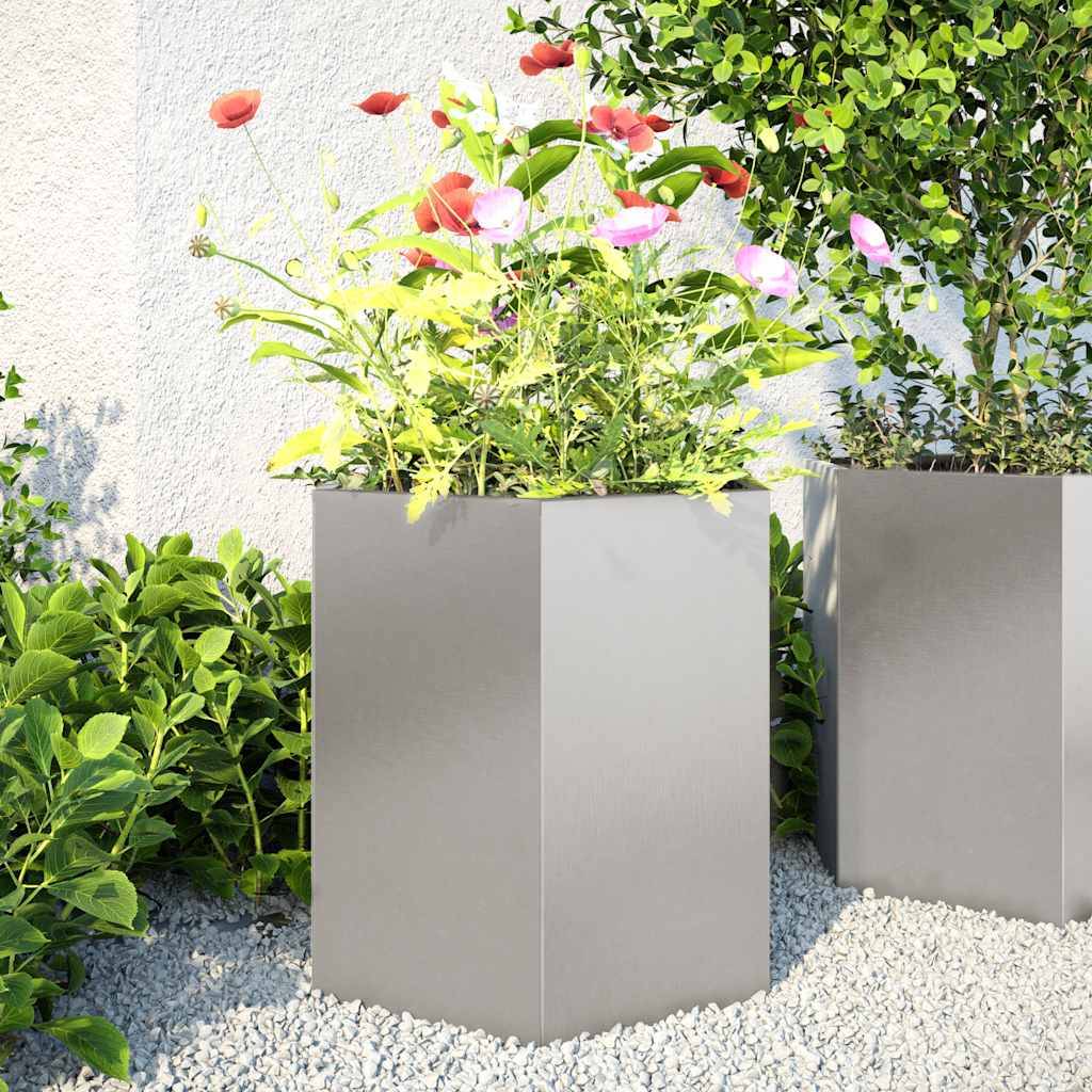 ComfortXL - Lot de 2 Carrés Potager Hexagonaux Inox pour Jardin Moderne 46x45 cm – ComfortXL Outdoor Living - Image 1