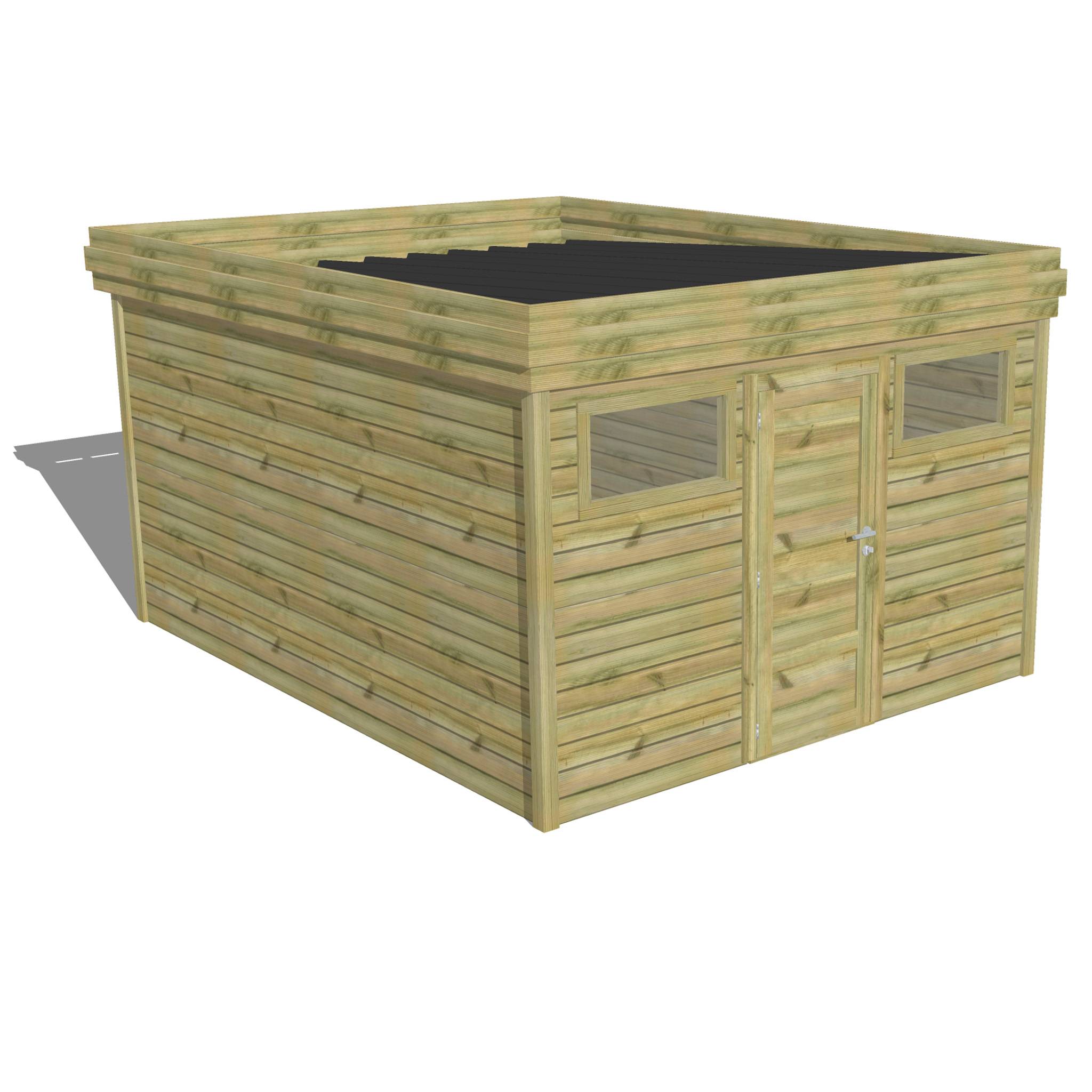 ABRI DE JARDIN bois  autoclave 27mm - 3,44x4,34m / 15m2 - Bac acier - Abri Français - Image 1