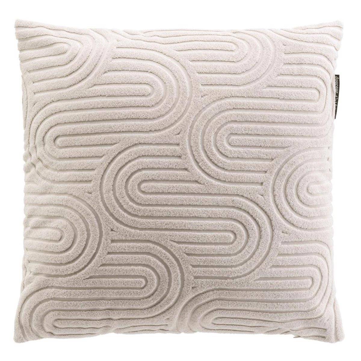 Coussin Déco en Velours "Pila" 45x45cm Beige - Image 1