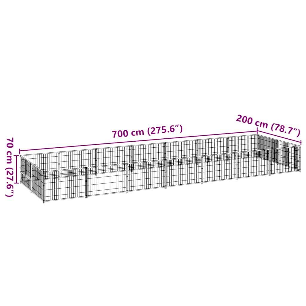Vidaxl - Chenil Noir 14 m² Acier vidaXL 3082114 - Imagen 7
