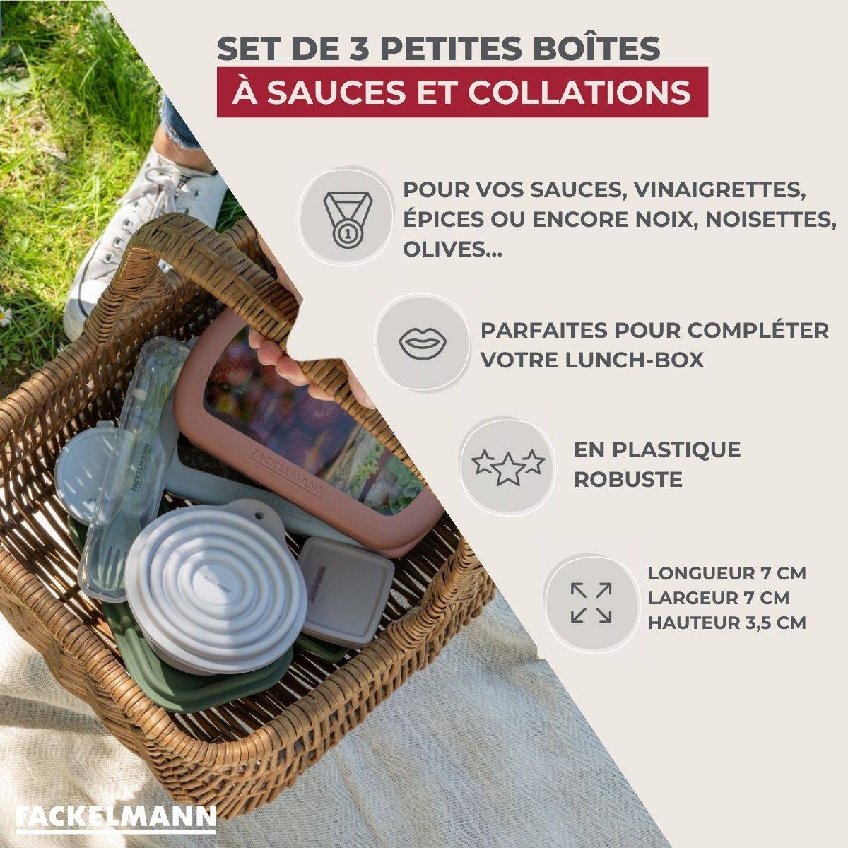 Lot de 4 lunch box 1L avec 3 boites à sauce Fackelmann Storage - Image 8