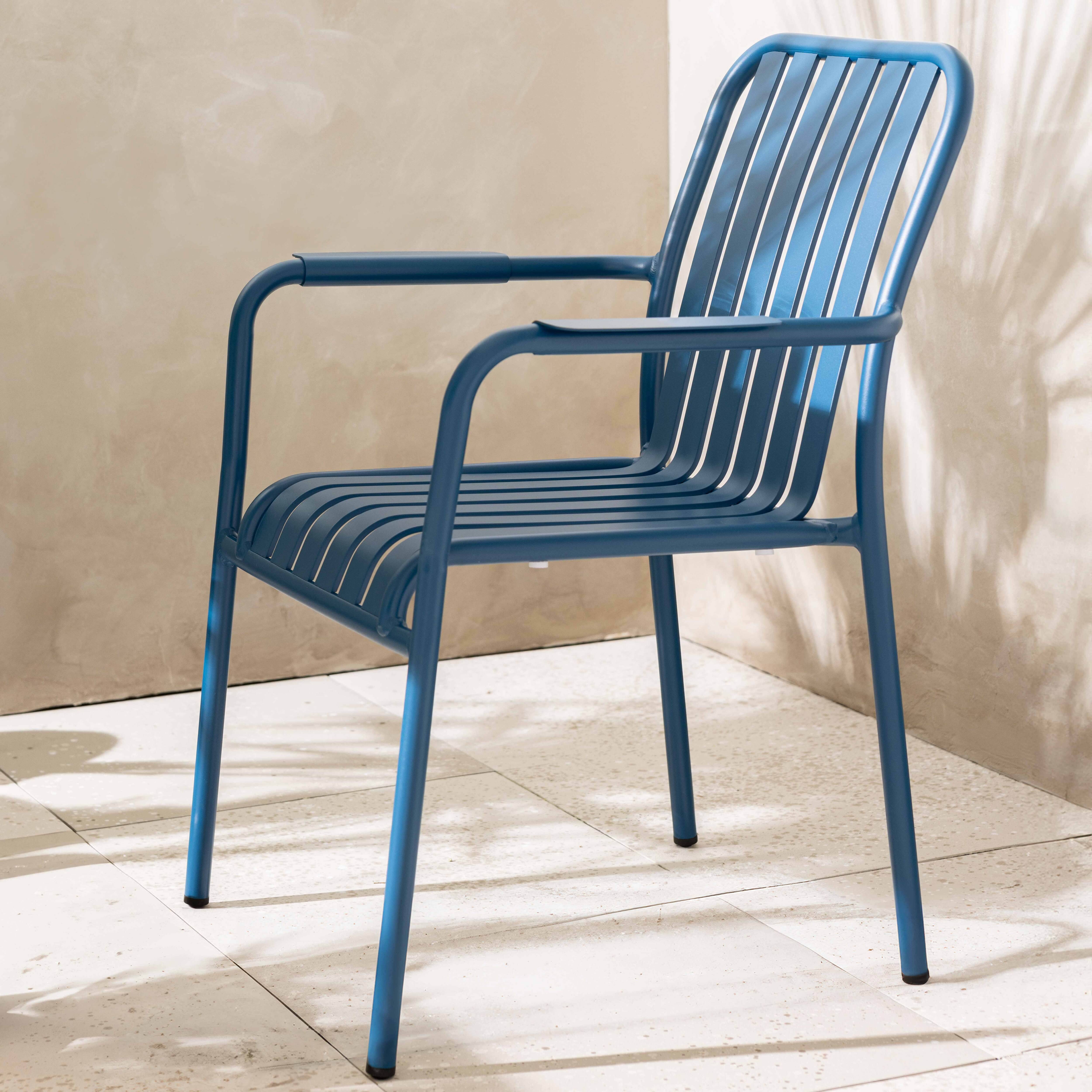 Oviala - Chaise de terrasse avec accoudoirs en aluminium bleu foncé Faro - Oviala - Imagen 2
