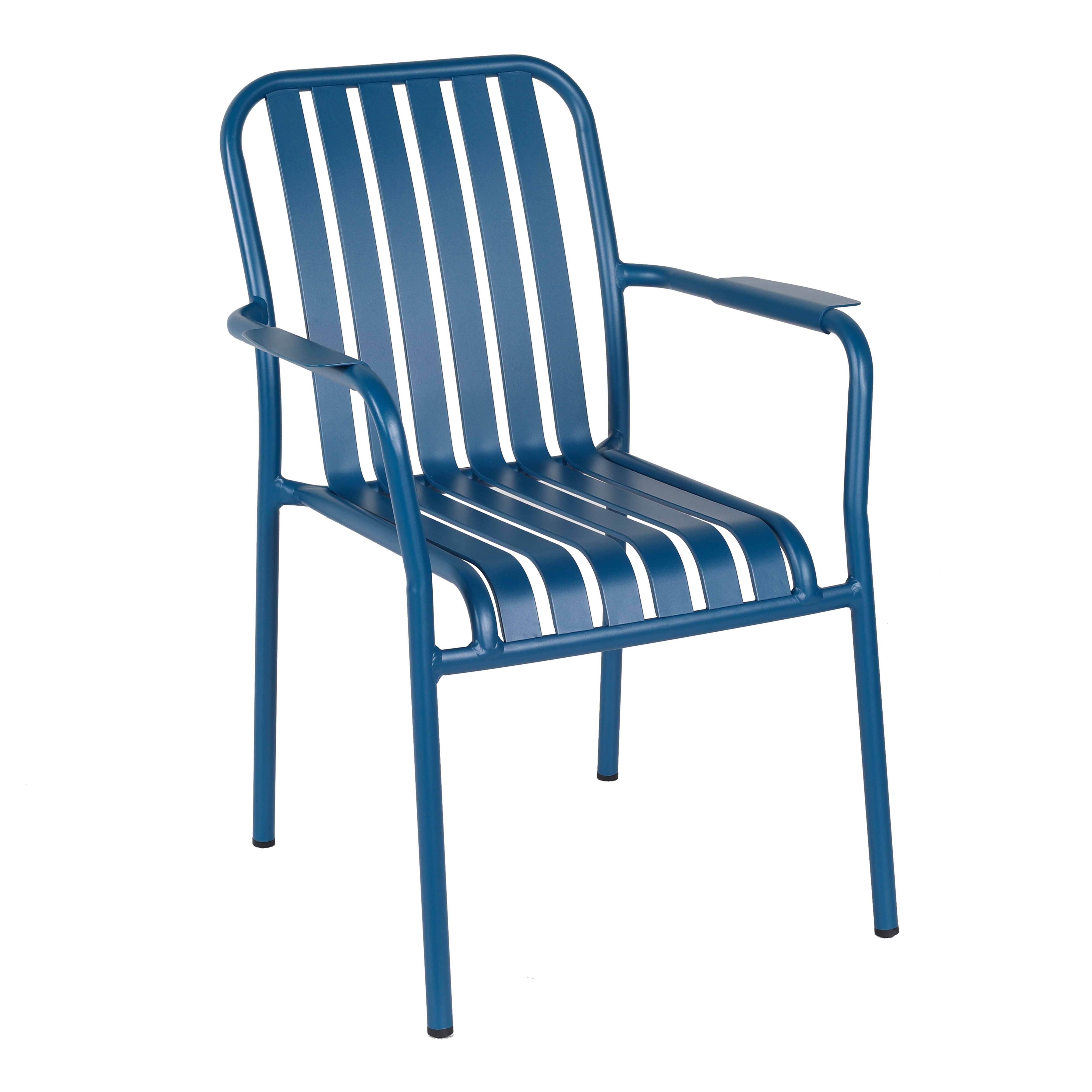 Oviala - Chaise de terrasse avec accoudoirs en aluminium bleu foncé Faro - Oviala - Imagen 1