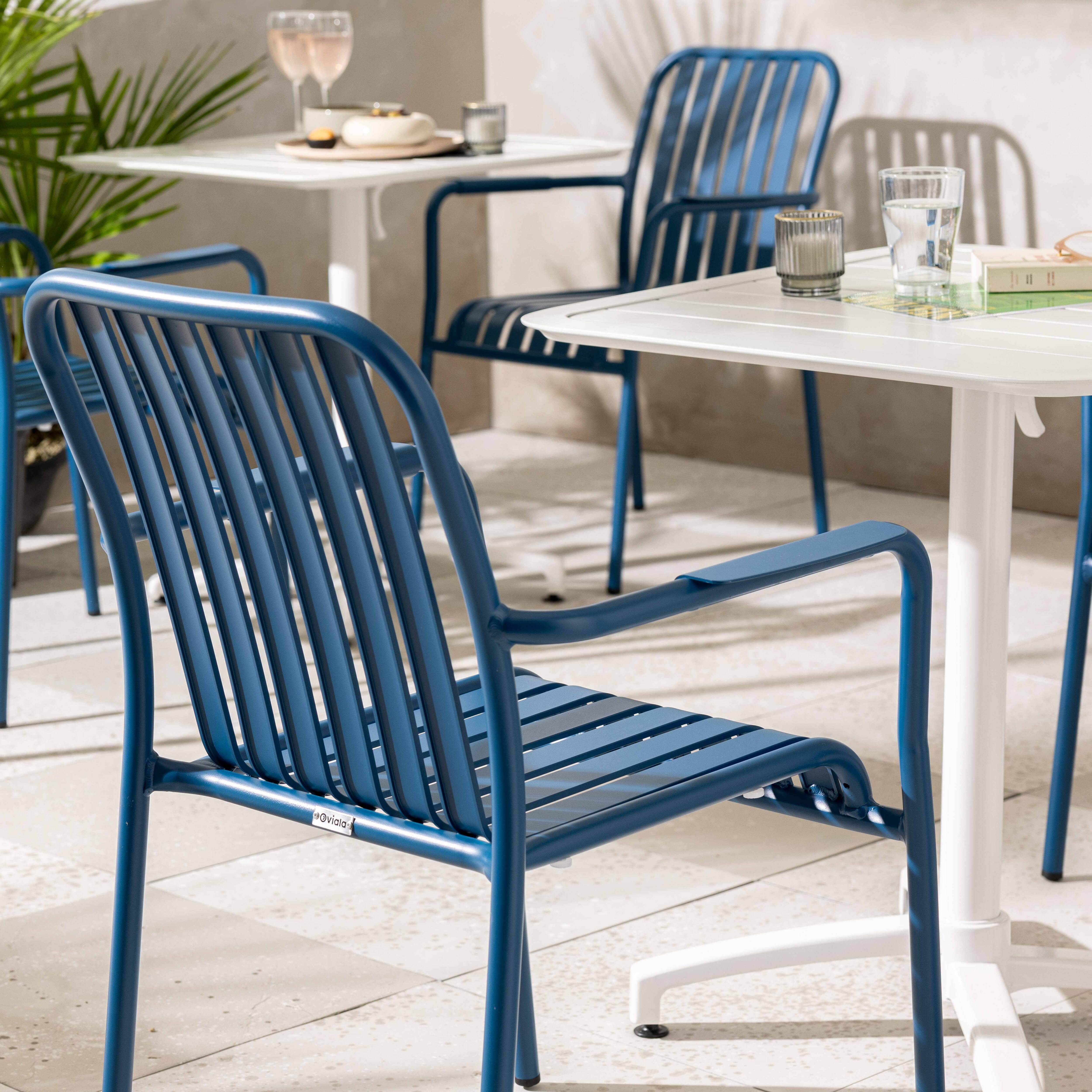 Oviala - Chaise de terrasse avec accoudoirs en aluminium bleu foncé Faro - Oviala - Imagen 3