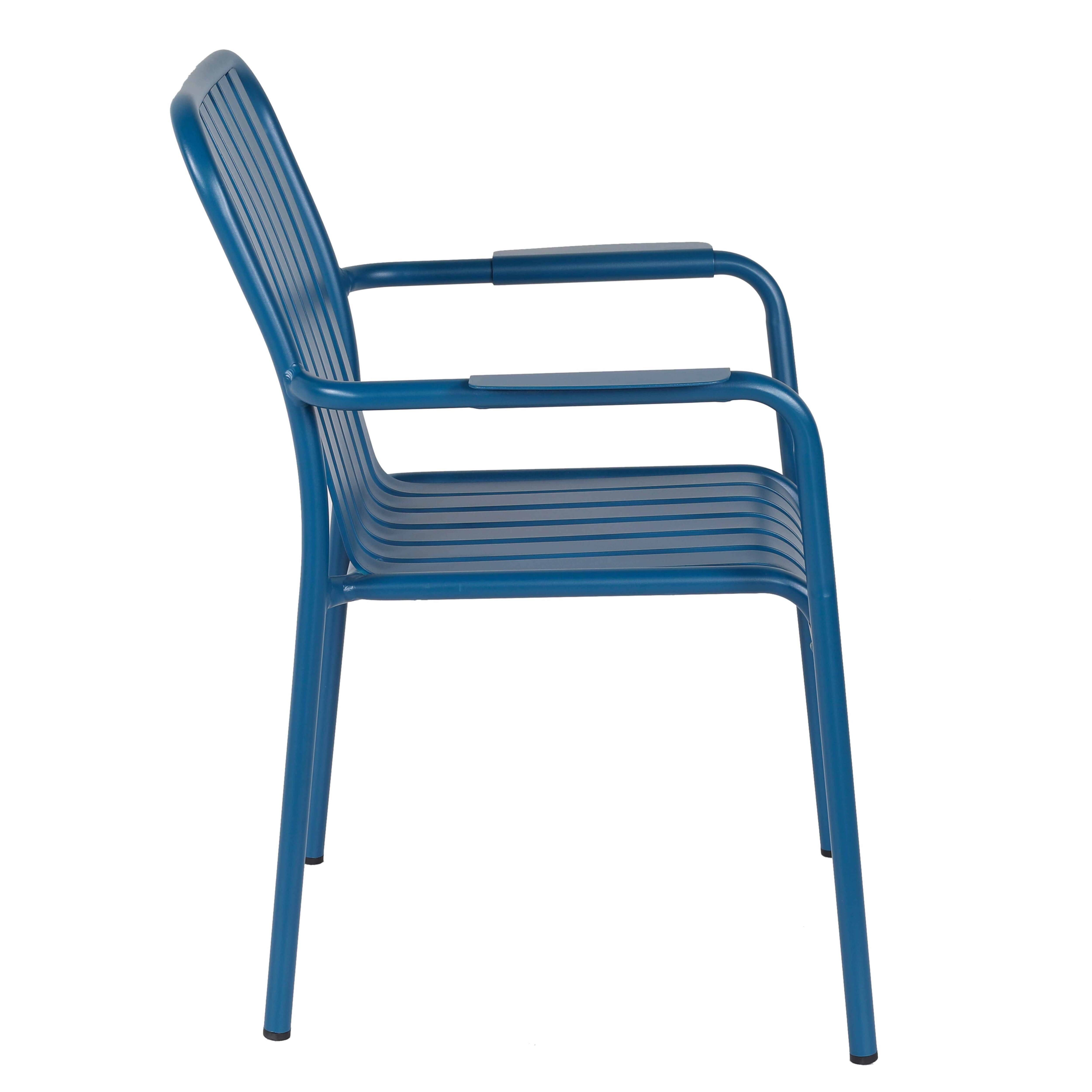 Oviala - Chaise de terrasse avec accoudoirs en aluminium bleu foncé Faro - Oviala - Imagen 5