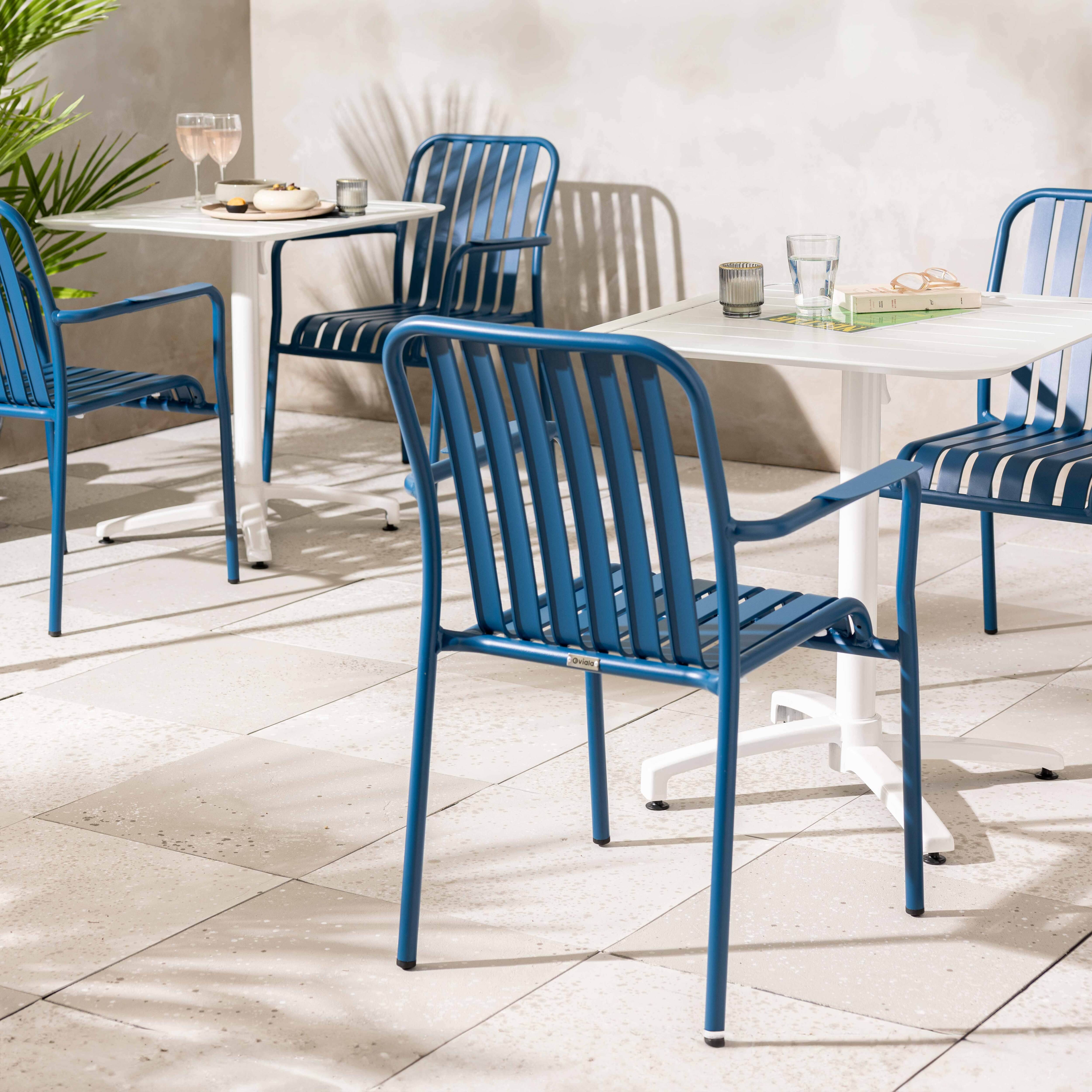 Oviala - Chaise de terrasse avec accoudoirs en aluminium bleu foncé Faro - Oviala - Imagen 4