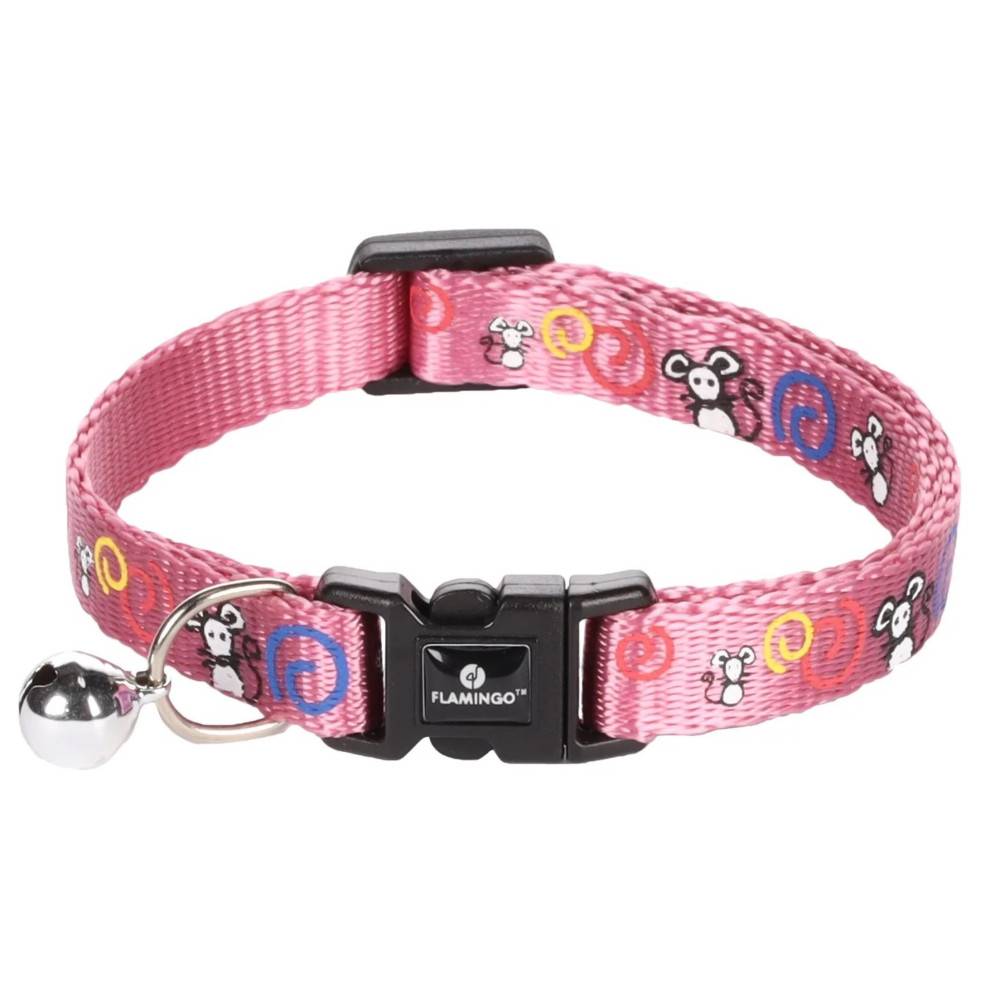 animallparadise - Collier réglable de 20 à 35 cm rose avec motif souris pour chat - Imagen 1