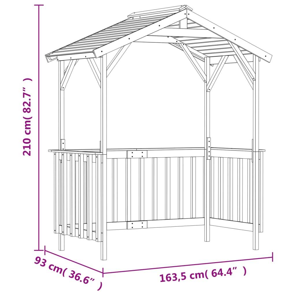Vidaxl - Abri de barbecue 163,5x93x210 cm Bois de pin imprégné vidaXL 315390 - Imagen 3