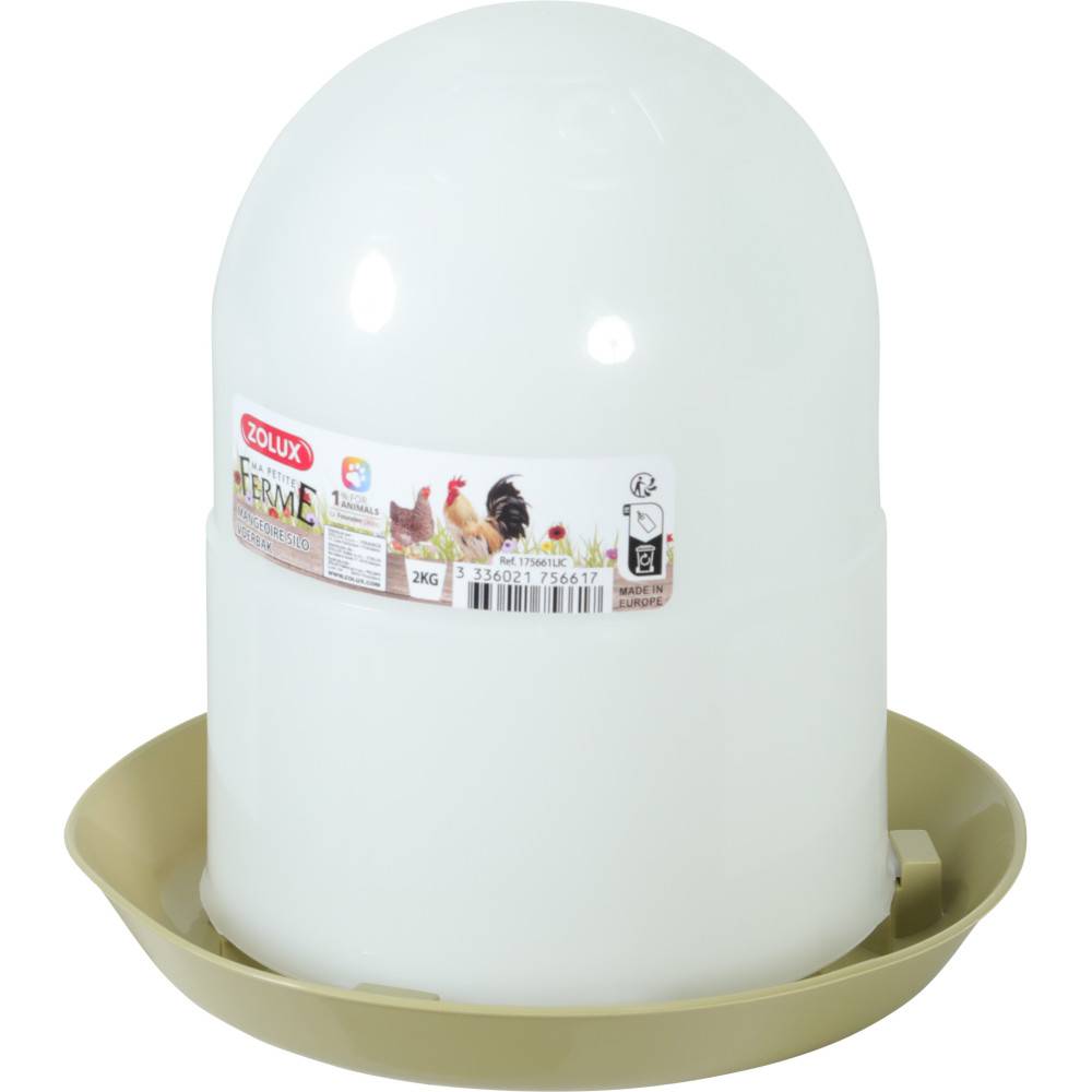 Zolux - Mangeoire silo en plastique 2 kg vert pour basse cour - Imagen 1