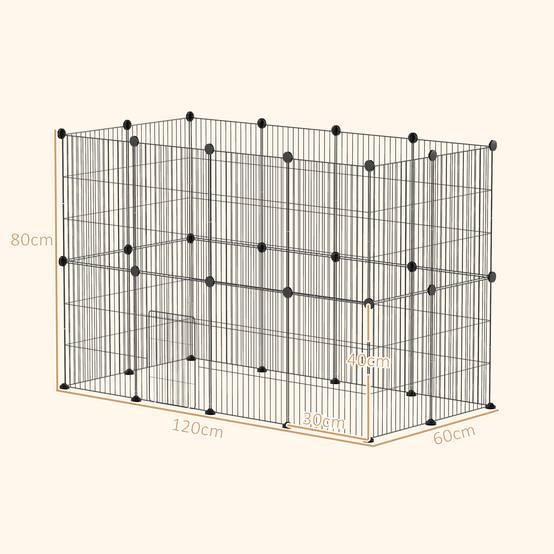 Enclos pour petits animauxs acier noir 120 x 60 x 80 cm - PANGIVO - Image 5
