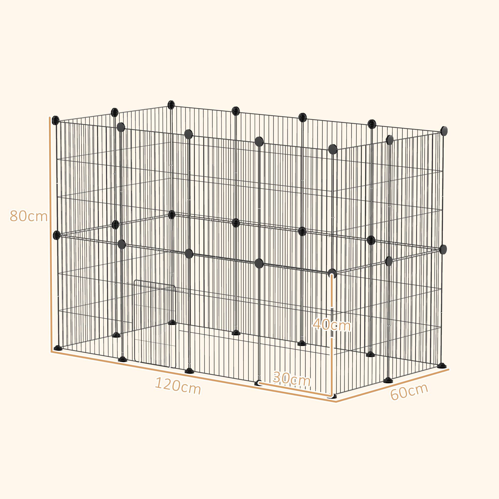Enclos pour petits animauxs acier noir 120 x 60 x 80 cm - PANGIVO - Image 5