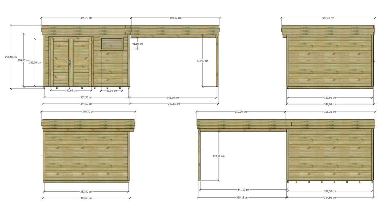Sans Marque - ABRI DE JARDIN bois autoclave 27mm - 6,94x3,44m / 24m2 - Bac acier - Plancher bois - Image 4