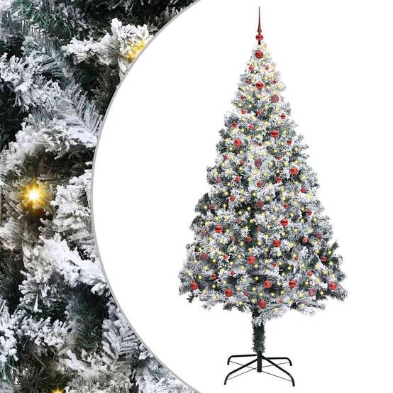 Sapin de Noël | Arbre de Noël artificiel Blanc 240 cm PVC, Acier et Plastique Maison Chic - Image 1