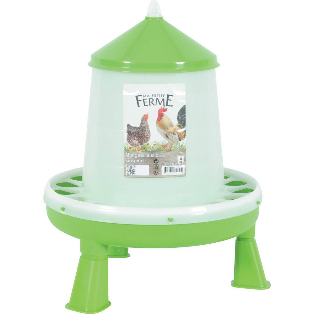 Mangeoire silo en plastique avec pieds, capacité 4 kg, basse cour - Imagen 2