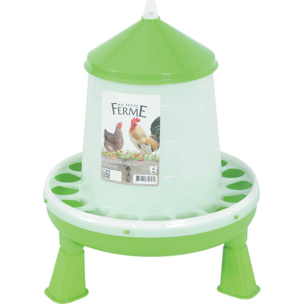 Mangeoire silo en plastique avec pieds, capacité 4 kg, basse cour - Imagen 1