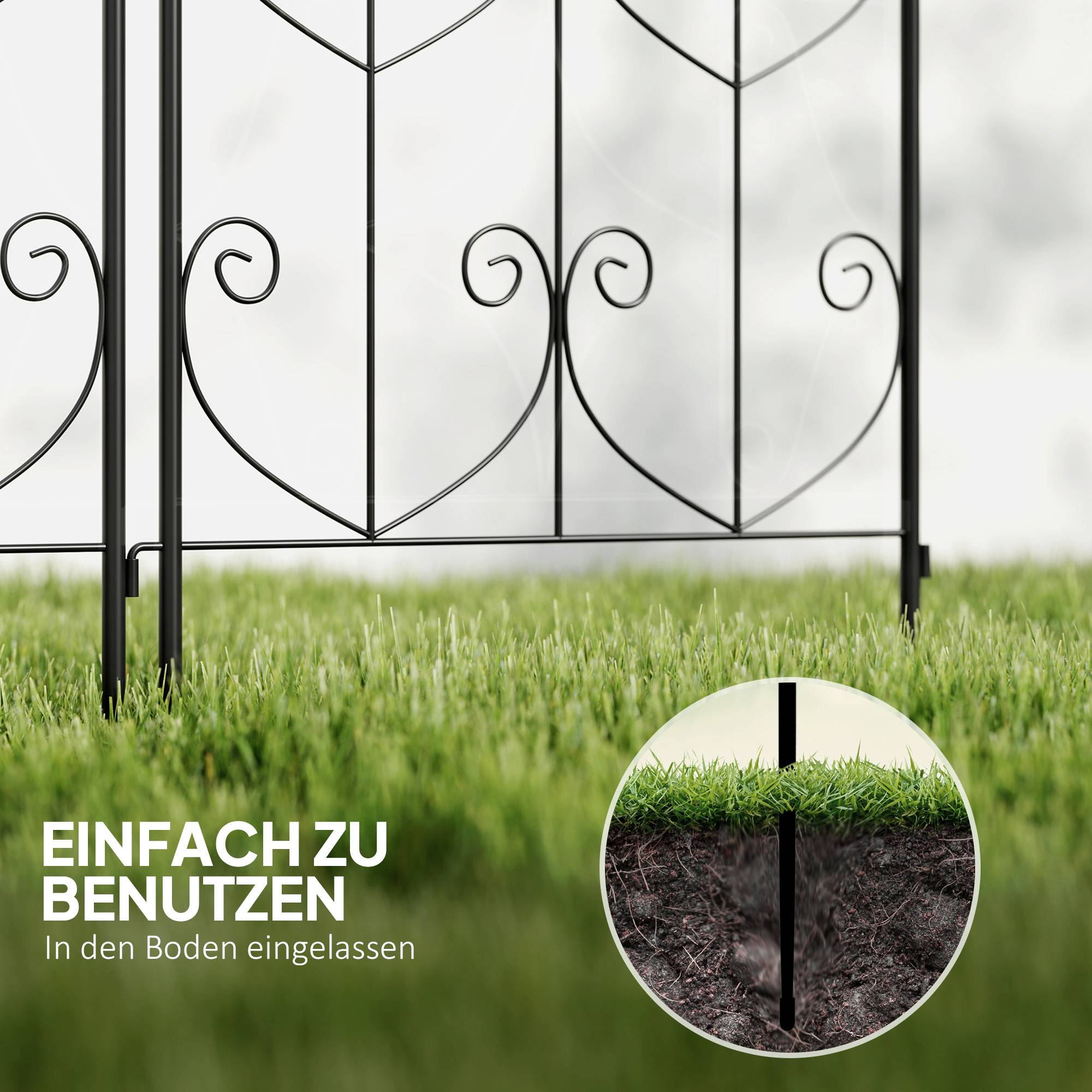 Treillis de jardin lot de 2 métals noir 50 x 1.3 x 120 cm - PANGIVO - Image 10