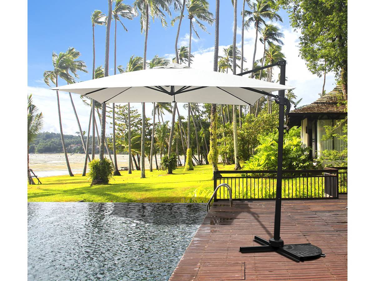 Parasol Jardin Déporté "soleil" - Carré - 2.5 X 2.5 M - Ecru -habitat Et Jardin - Image 2