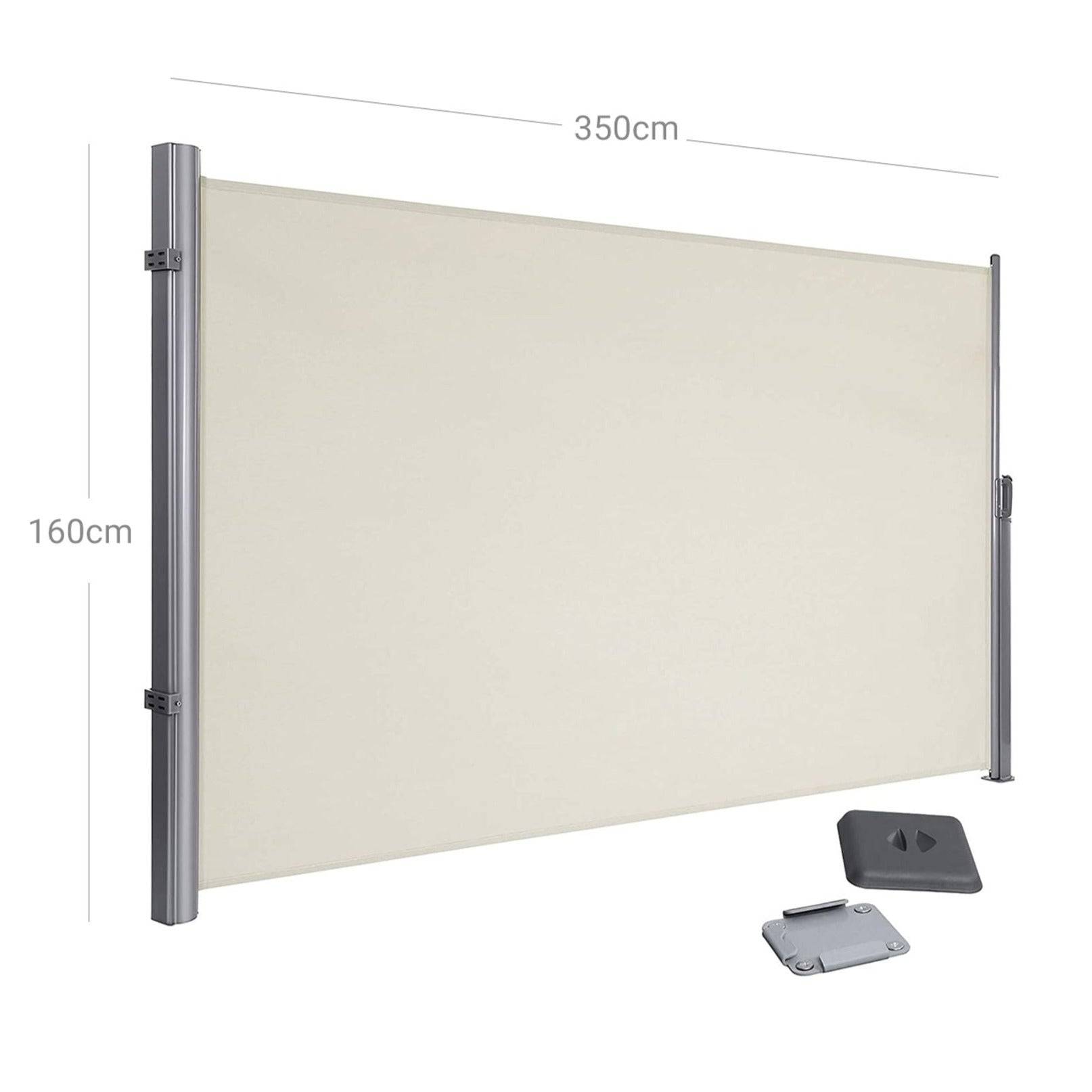 Helloshop26 - Store latéral 1,6 x 3,5 m brise-vue rétractable paravent pare-soleil pour balcon patio terrasse et jardin avec fixation au sol protection de la vie p - Imagen 5