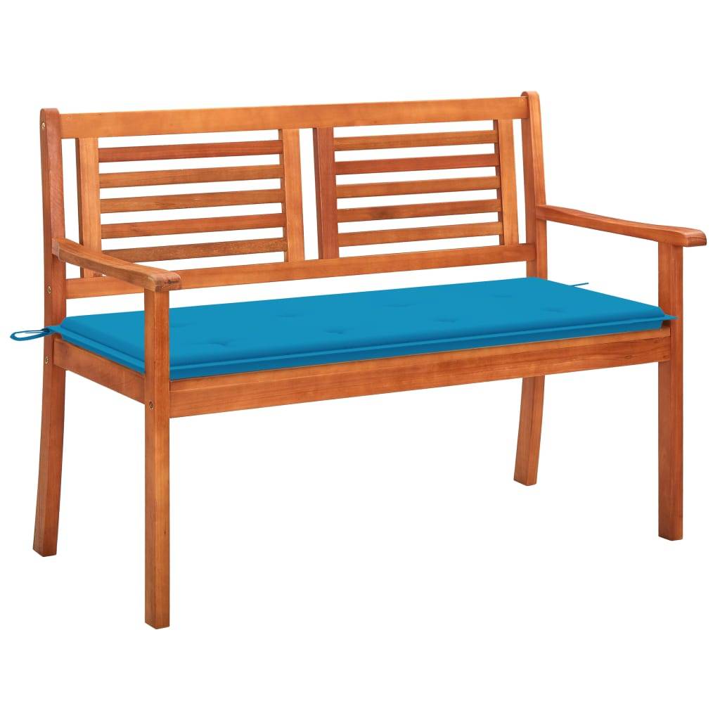 Banc de jardin 2 places - Banc d'extérieur - Banquette avec coussin 120 cm Bois d'eucalyptus-JU11518 - Image 1