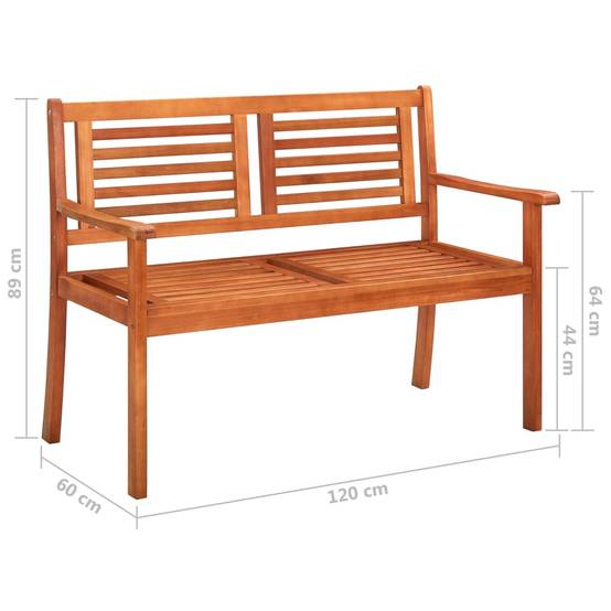 Banc de jardin 2 places - Banc d'extérieur - Banquette avec coussin 120 cm Bois d'eucalyptus-JU11518 - Image 10